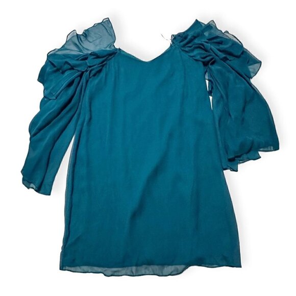 Haute‎ Hippie Finale Cold-Shoulder Ruffled Silk Mini Dress, Size 4, NWT - Picture 9 of 16